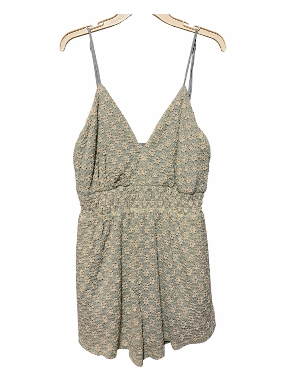 New In Alyssa Floral Romper Blue NWT Smocked Boho Large - Picture 2 of 10